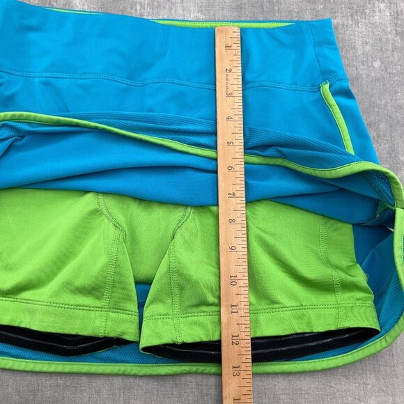 Athleta Skort Women Small Blue Green Mesh Piped‎ Mesh Leg Grip Swim Walk Jog - Picture 6 of 8